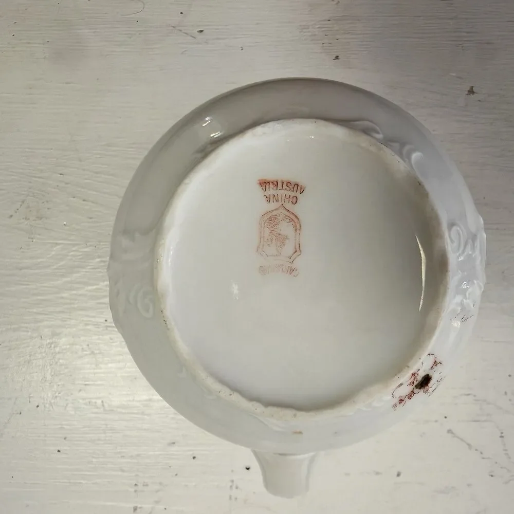 Antique Bohemia Carlsbad China Bawo & Dotter Porcelain Creamer Floral Gold Trim